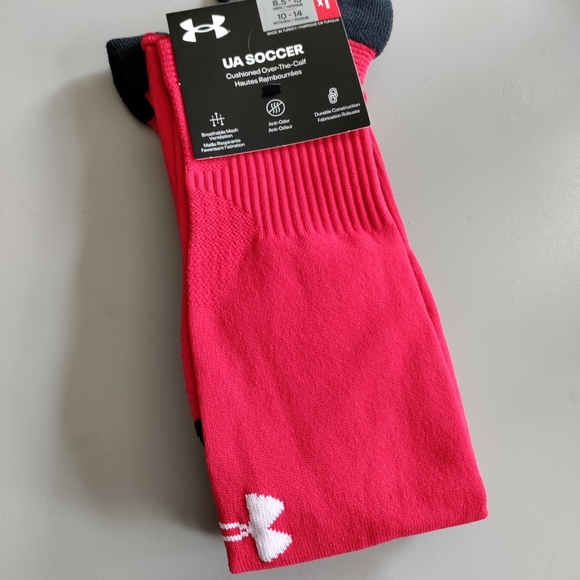 Under Armour UA SOCCER athletic cushioned Over-the-calf OTC knee high sock red - Picture 2 of 11